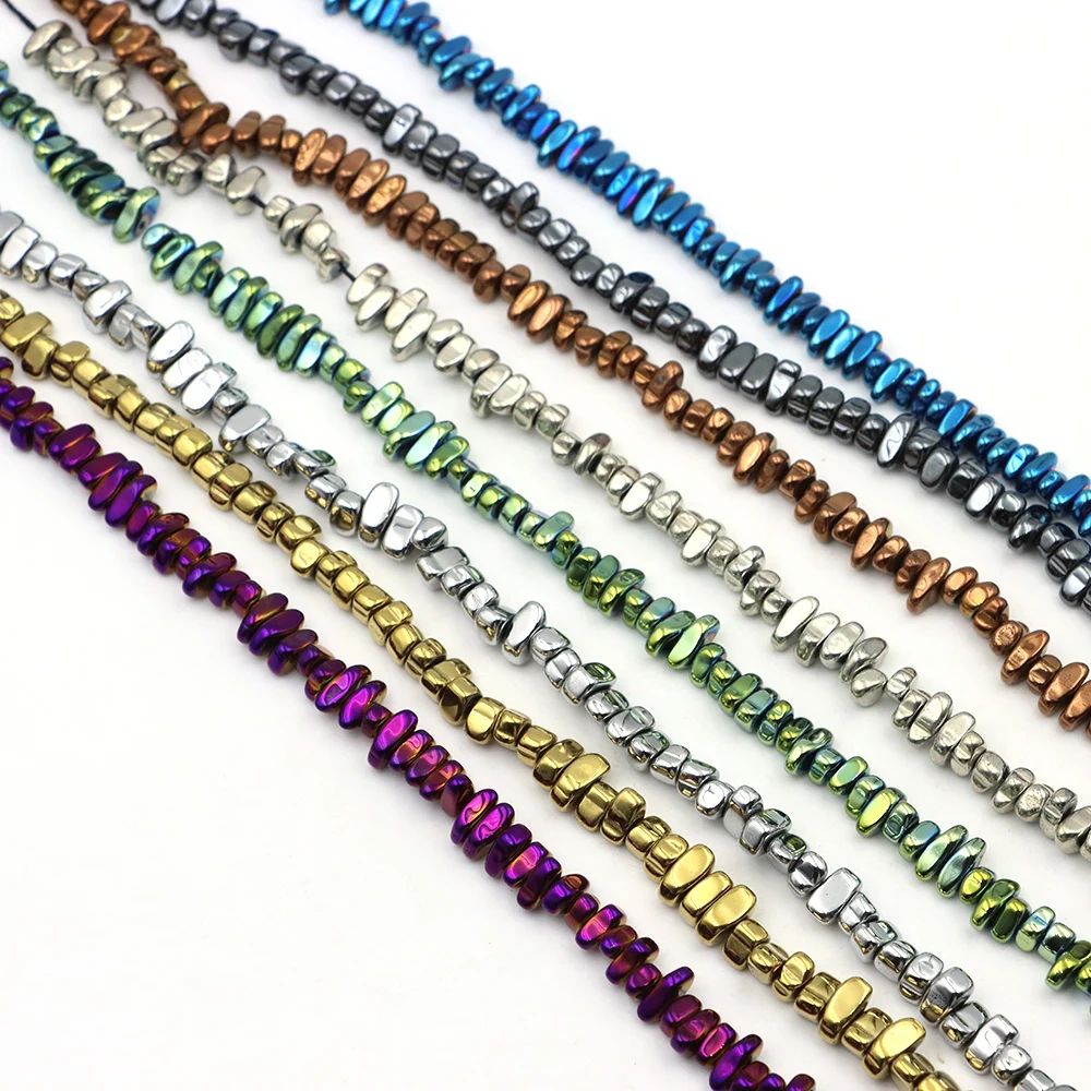 Фото 5-8mm Gold Silver Plated Natural Irregular Hematite Spacer Loose Stone Beads for Jewelry Making DIY Bracelets Necklaces 15'' №3
