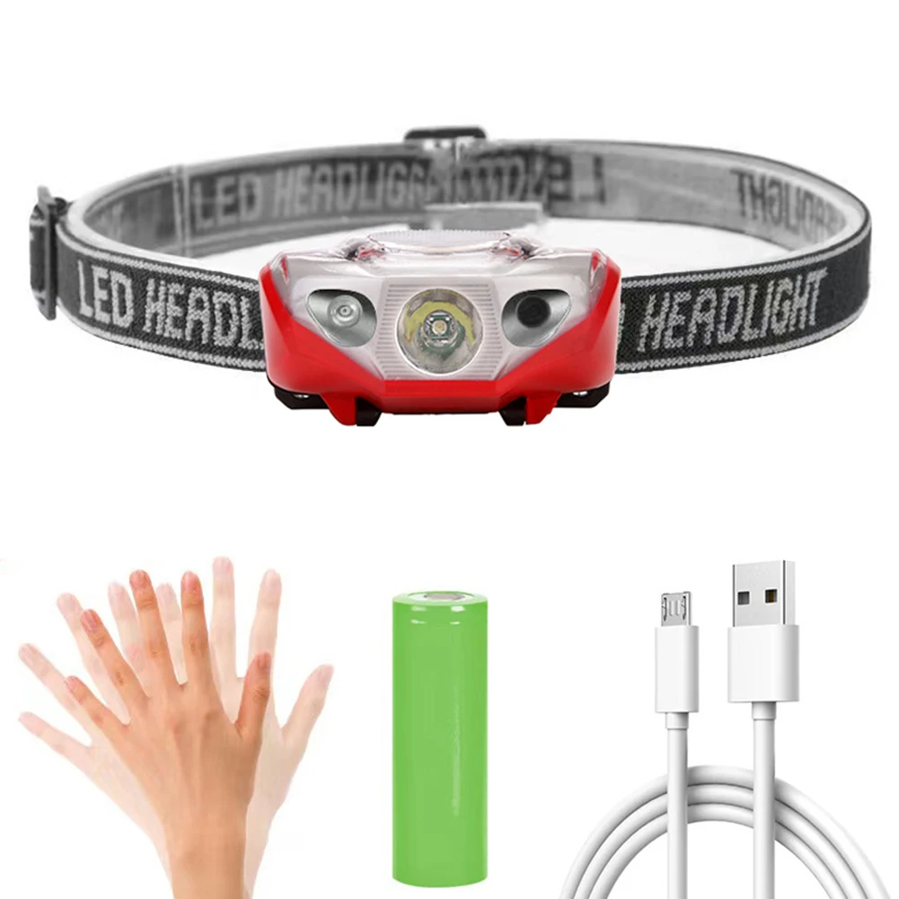 

Налобный фонарь XPE с зарядкой от USB, светодиодный водонепроницаемый уличный фонарь с 3 режимами работы, освещение для кемпинга, рыбалки