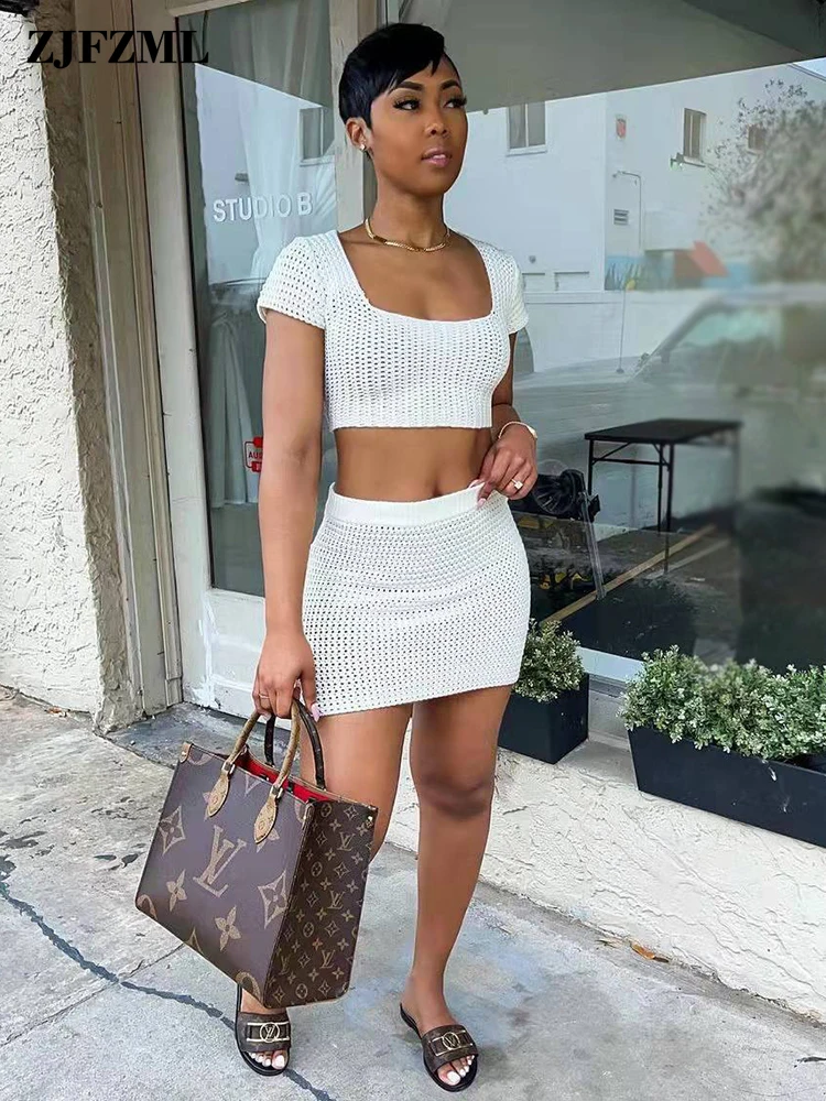 

Летний трикотажный комплект из двух предметов, сексуальный наряд для женщин, праздничная пляжная одежда Y2k, укороченный топ с открытой спин...