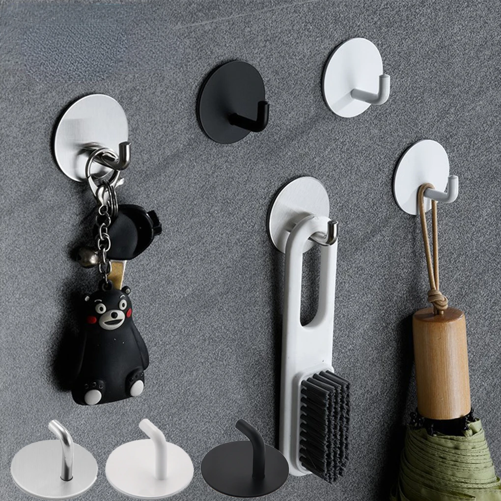 

Bathroom Accessories Self-Adhesive Wall Hooks Hangers Stainless Steel Hooks Towel Key Umbrella Kitchenware Storage Hook