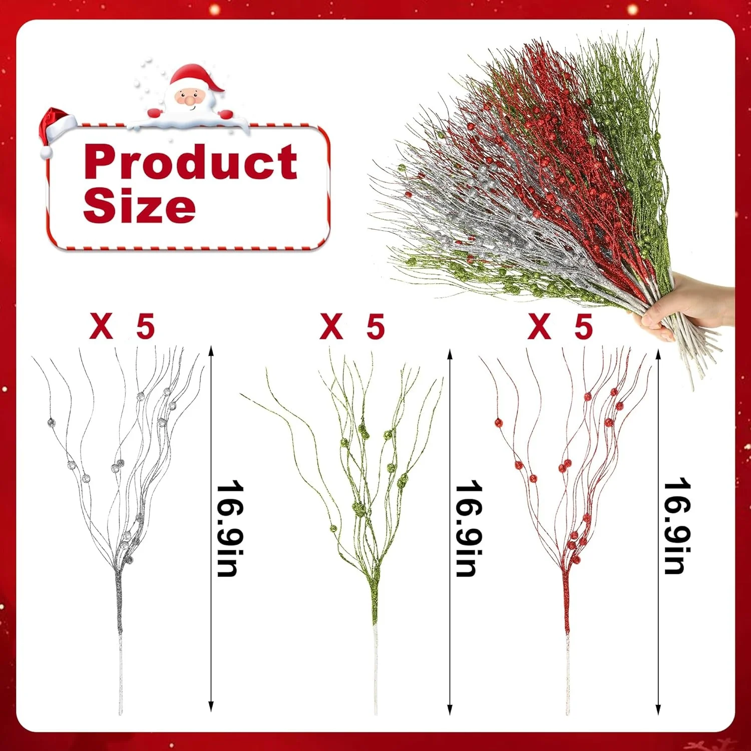 

Искусственные ягоды и цветы, набор из 3/9/15 штук