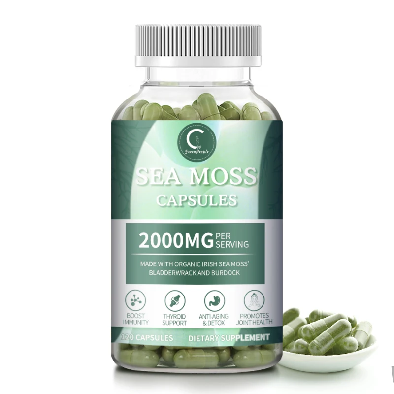 

GPGP Greenpeople High Concentration Sea Moss Capsules reduce blood press Amino acid &Iodine supplement Antithyroid disease