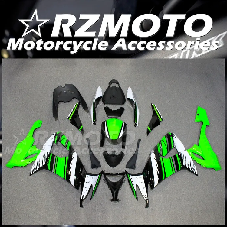 

New ABS Whole Motorcycle Fairings Kit Fit for Kawasaki Ninja ZX-10R ZX10R 2008 2009 2010 08 09 10 Bodywork set White Green