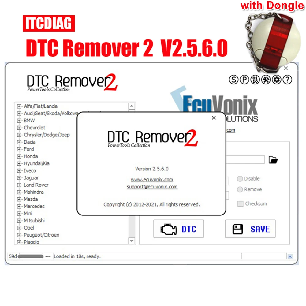 Новый V2.5.6 DTCRemover 2 DTC Remover DTC off удаление программного обеспечения с ключом удаление или отключение DTCs в различных ECUs ECU progamглушитель