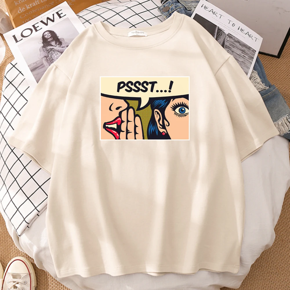 

Забавная женская футболка Pssst Pop с принтом, спортивные дышащие футболки, Стильные удобные футболки, модные высококачественные футболки с ко...