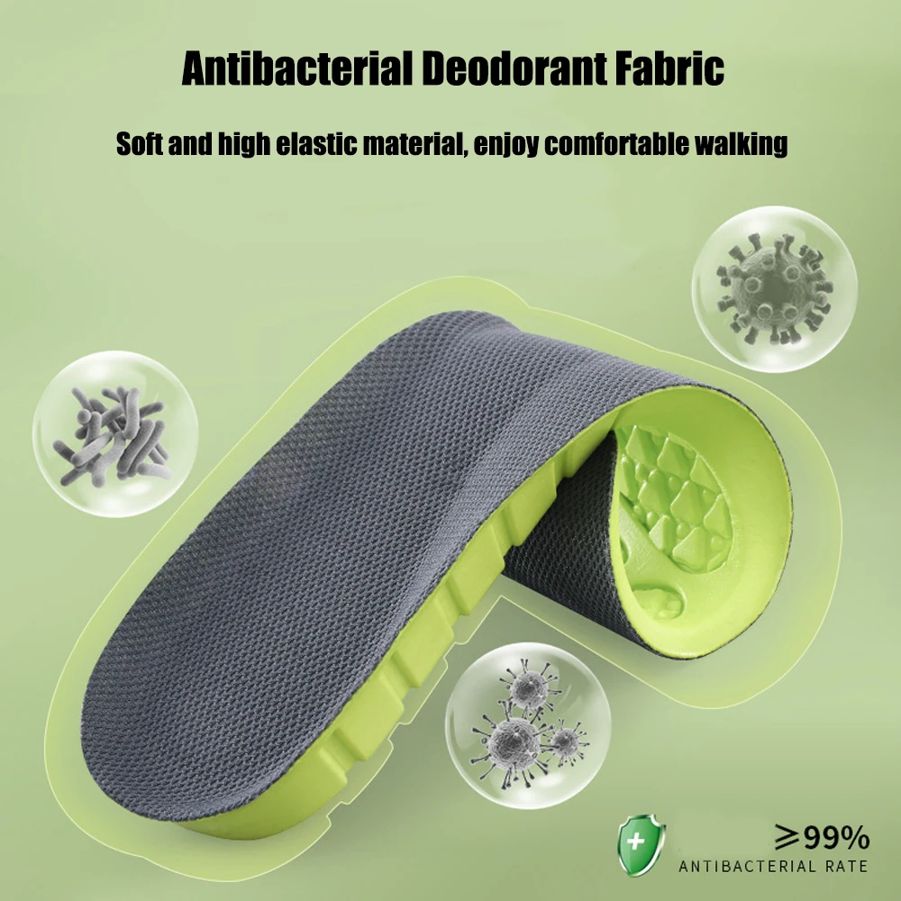 Latex Sports Shoes Insoles for Men Women Sneaker Sweat-absorbant Deodorant Orthopedic Insoles for Feet Height Increase Shoe Pad