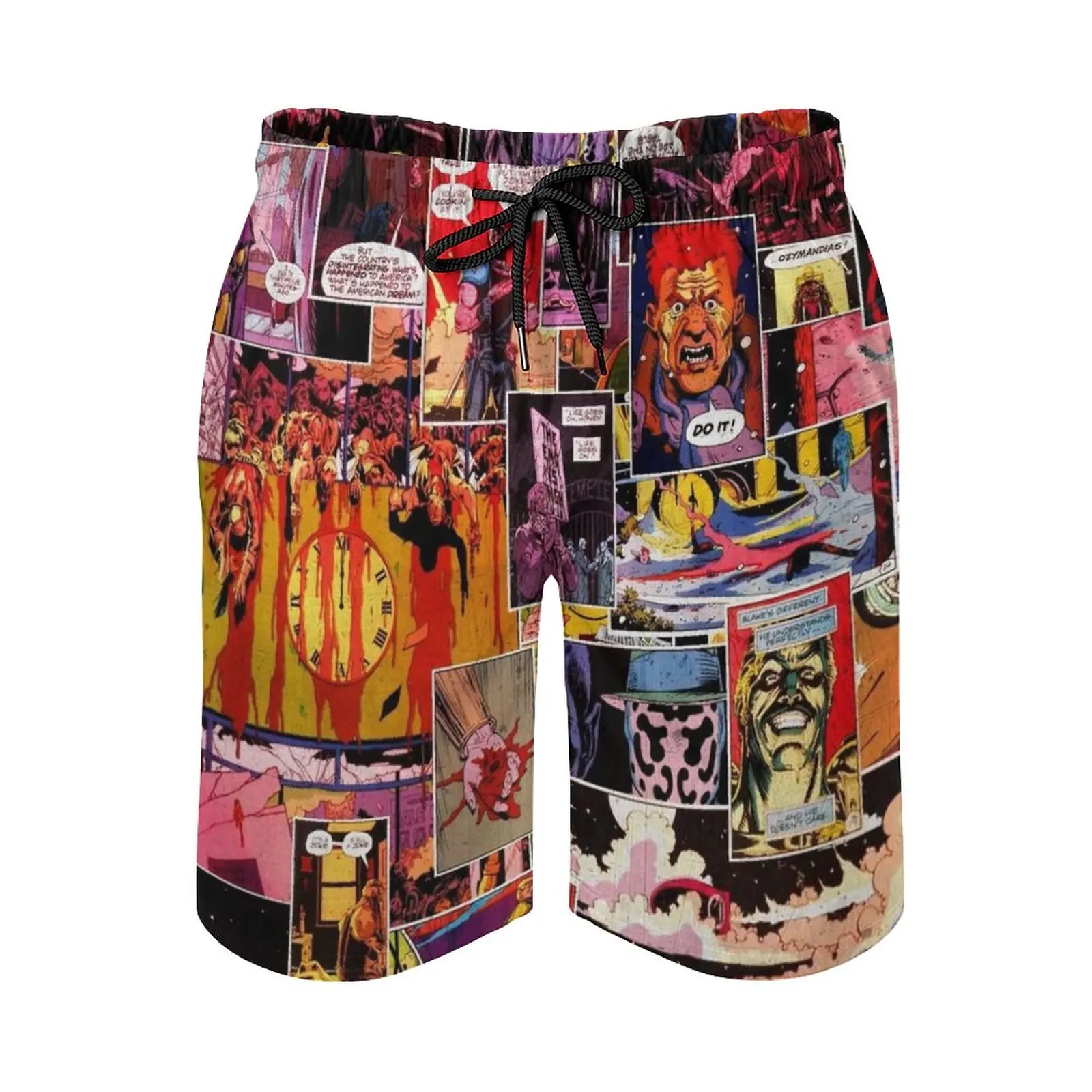 

Watchmen Panel Collage Print Swim Beach Board Shorts Swimsuit Loose Men's Trunks Breathable Watchmen Jon Osterman Rorschach