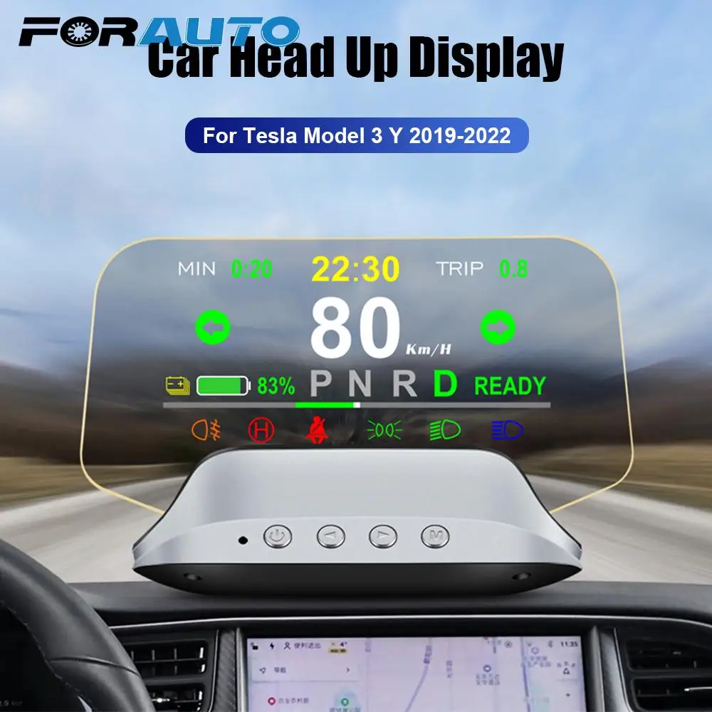 

Автомобильный дисплей для Tesla Model 3 Y 2019-2022, цифровой будильник, зеркальный проектор, спидометр, RPM, HUD T3