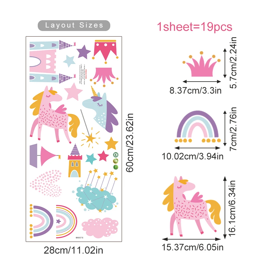 

Настенные наклейки Kingsmile розовые единороги