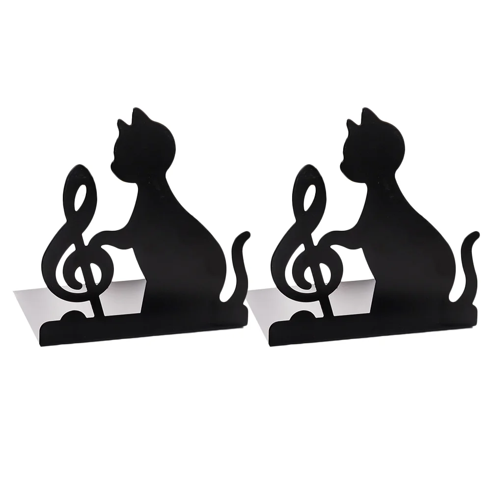 

2pcs Cat Pattern Iron Bookends Practical Simple Book Ends Book Supports Rack Desktop Organizer Magazines Stand for Office