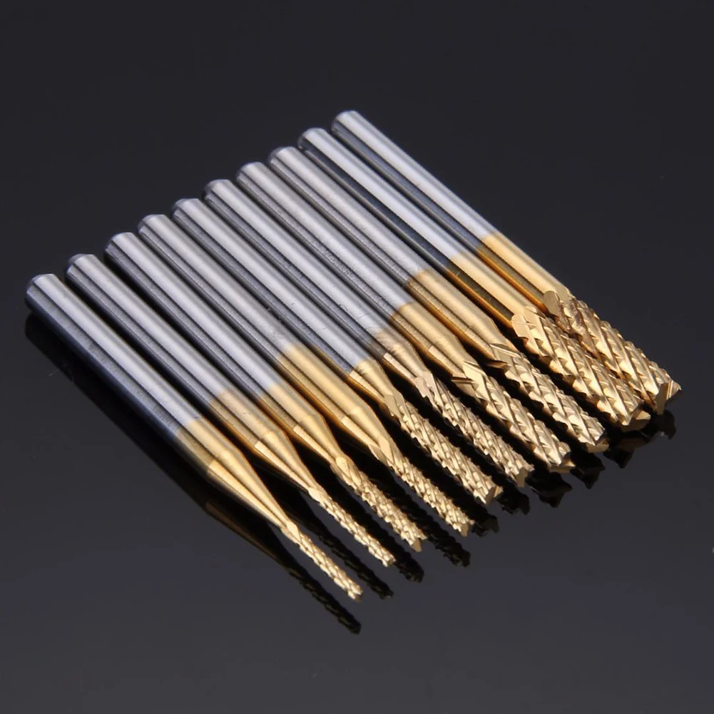 Набор фрез из карбида вольфрама с хвостовиком 1/2/3 мм 10 шт.