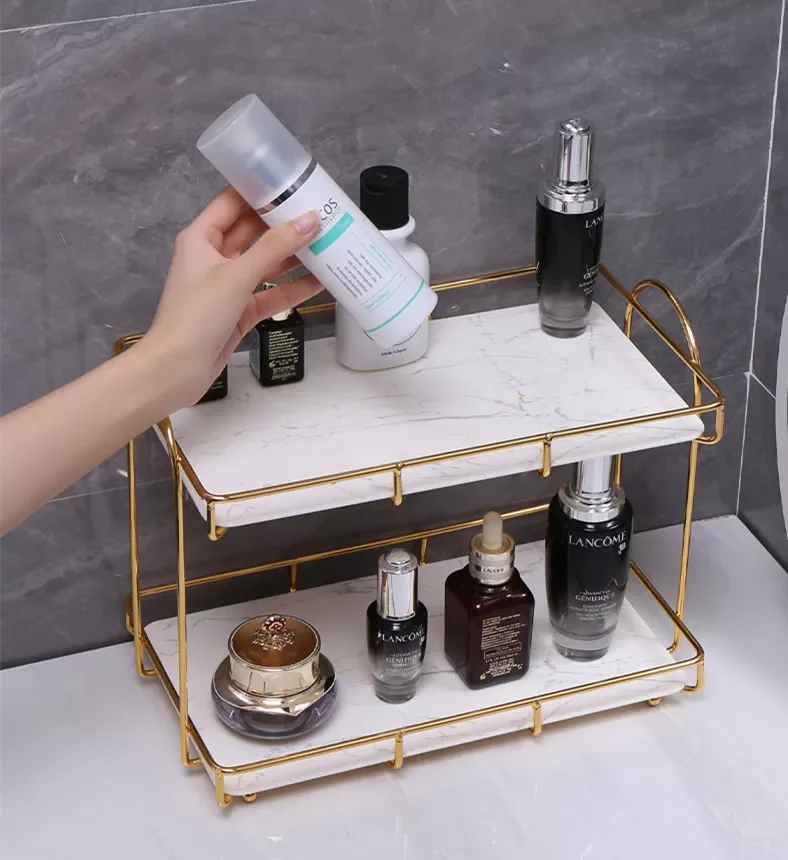 

2023 Iron Art Storage Rack Nordic Cosmetic Organizer Shelf Dressing Table Makeup Storage Rack Lipstick Perfume Tray Cosmetic Sto