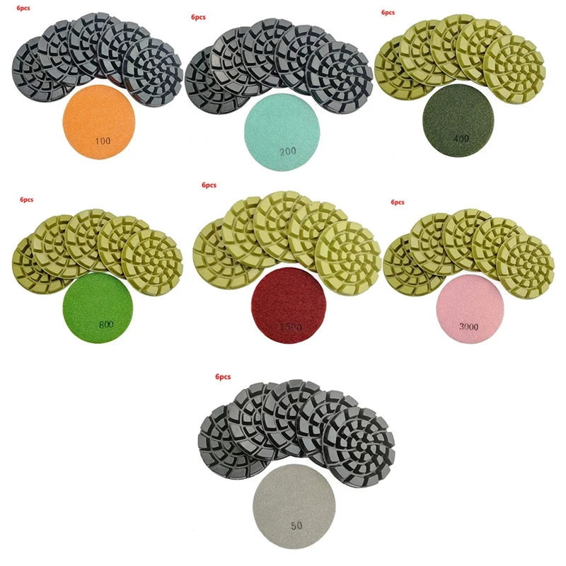 6 шт. алмазные накладки для полировки пола