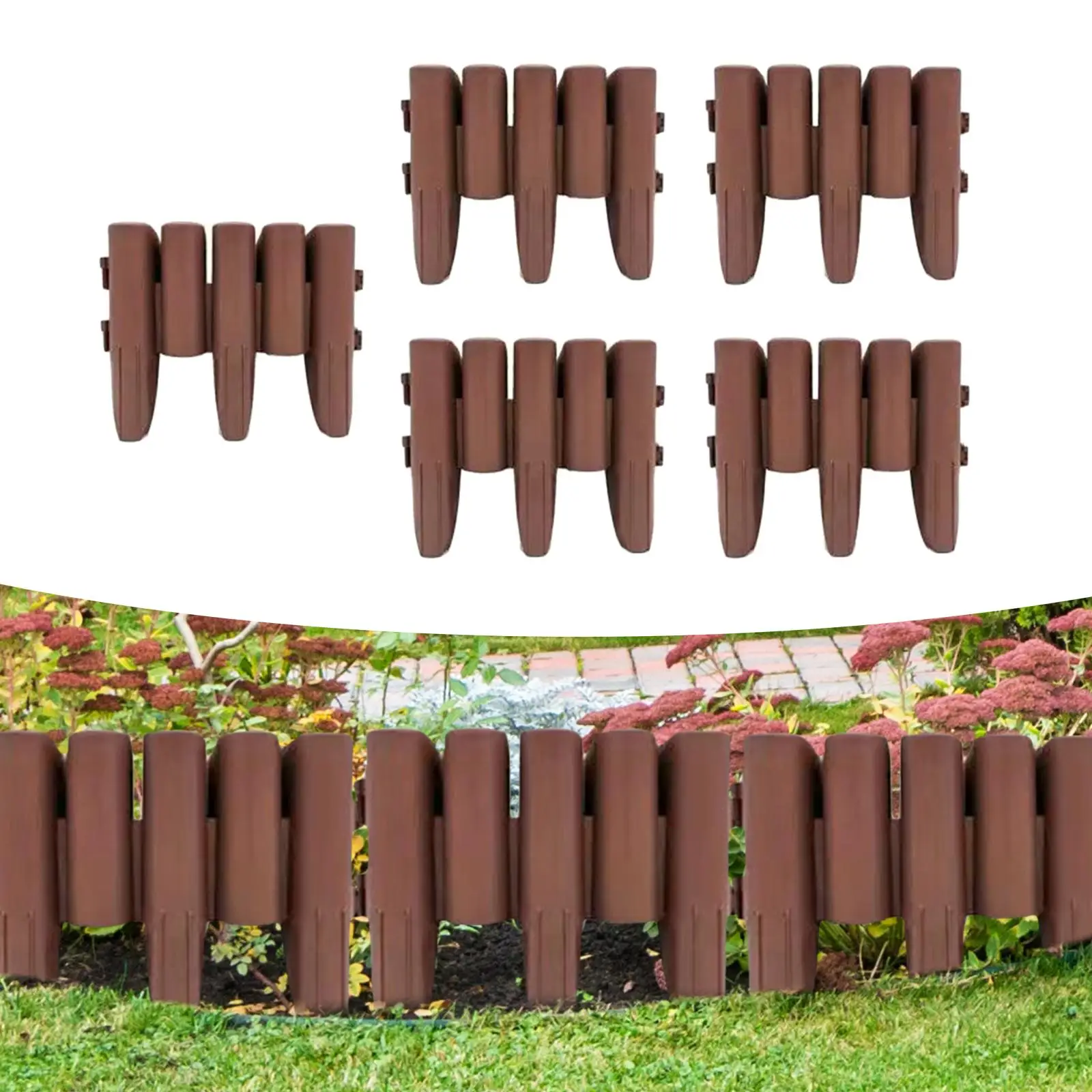 

5 Pieces Garden Edging Border Decoration Reusable Fence Border for Flower Bed Outdoor Garden Walkway Sidewalks Lawns Patio