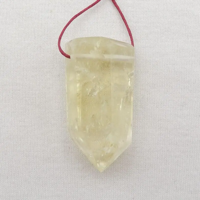 Natural Stone Yellow Quartz Pendant Bead 49x26x19mm 41g Semiprecious Fashion Jewelry Necklace Accessories