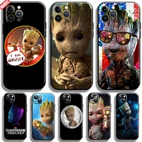 marvel groot for apple iphone 13 12 11 pro max 12 13 mini x xr xs max se 6 6s 7 8 plus phone case black soft funda back tpu