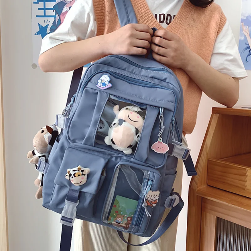 

Женские рюкзаки для ноутбука Kawaii Girl, дорожные сумки для книг, милый женский Вместительный рюкзак, водонепроницаемый нейлоновый женский школьный портфель для колледжа