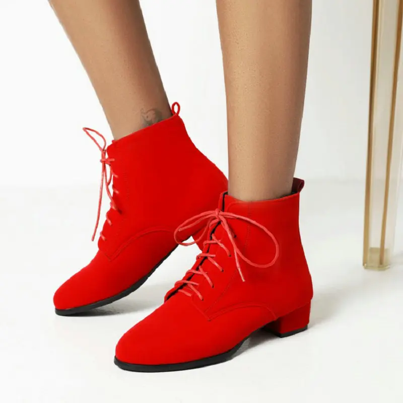 

Женские повседневные ботильоны на среднем каблуке, на шнуровке, Размеры 33