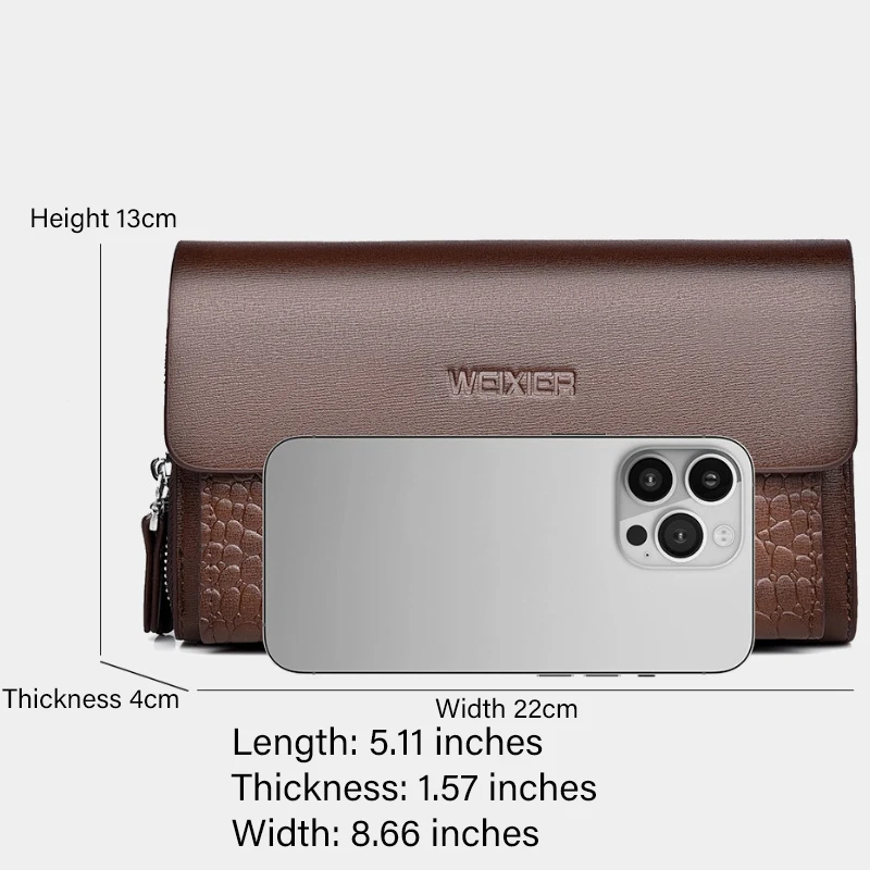 WEIXIER мужской однотонный простой клатч классический с магнитной пряжкой