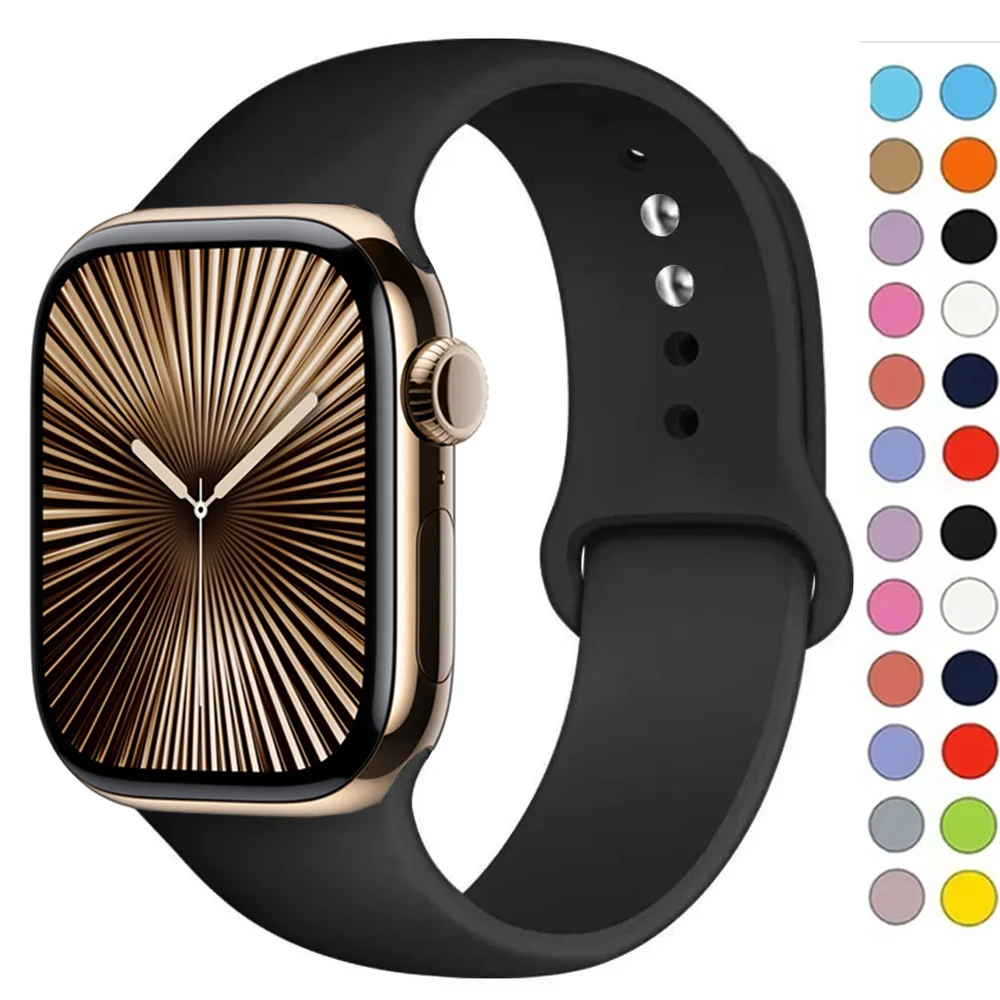 Силиконовый ремешок для Apple Watch ремешки 44 мм 45 40 41 46 спортивный браслет iwatch series 8 7 6 5