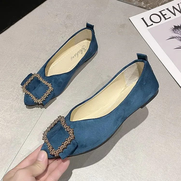 

2022 Spring New Fashion Ladies Bridal Shoes Wedding Shoes Rhinestone Crystal Ladies High Heels Solid Color Ladies Flat Shoes