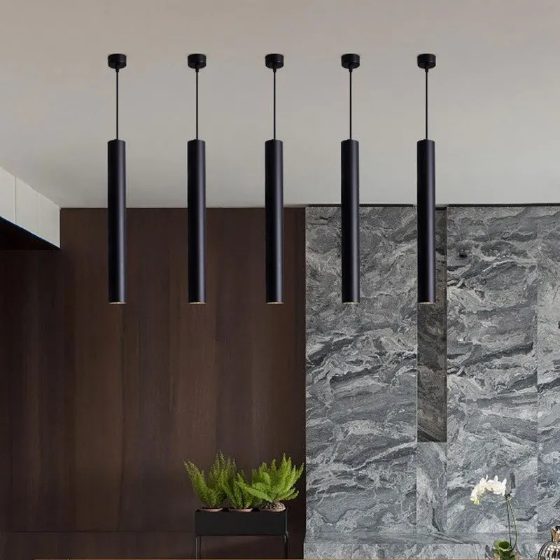 Современная черная светодиодная Подвесная лампа-светильник с длинной трубкой