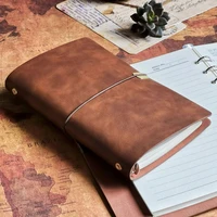 retro loose leaf travel notebook a5a6 kraft paper sketch book daily planner pu leather diary school supplies office stationery