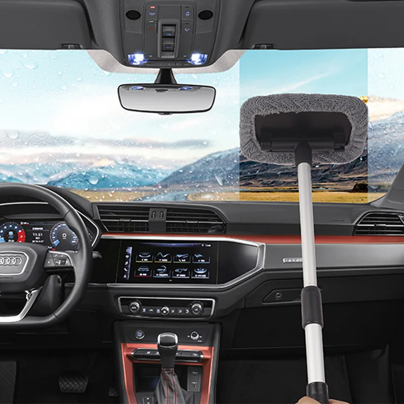 

Soft Microfiber Windshield Easy Clean Car Wiper Cleaner Dust Removal Glass Window Long Handle Tool Brush Convenience To Use