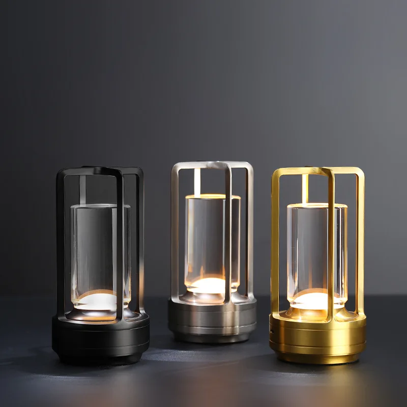 

Vintage USB Charging Touch Decorative Table Lamp Black/Gold/Silver LED Camping Light Outdoor Lustre Fixtures