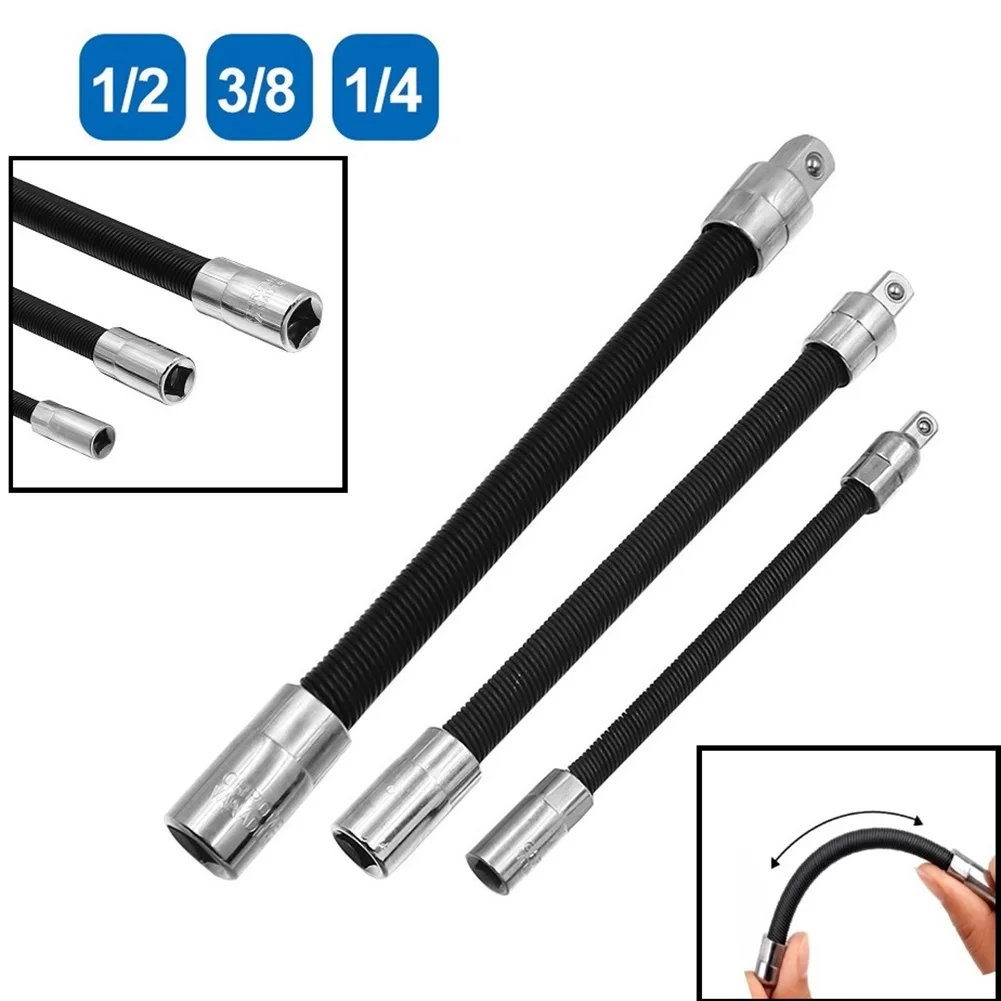 

1/4 3/8 1/2 Driver Flexible Socket Extension Bar Adapter Metal Shaft Conversion Head High Torque Socket Ratchet Wrench Extender