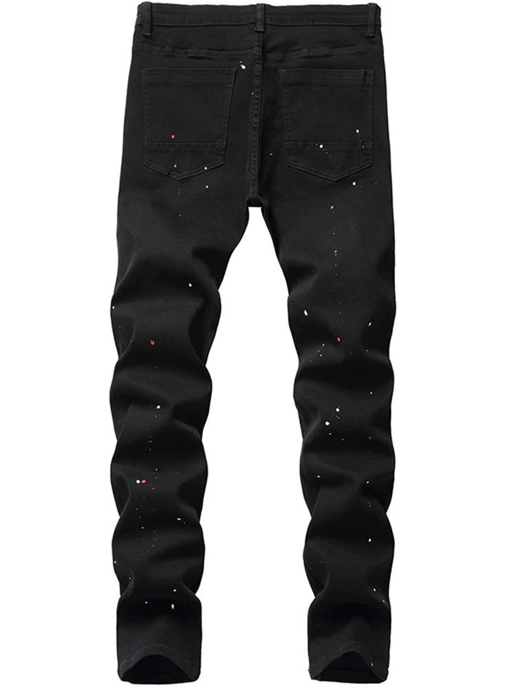Черные мужские джинсы новый джинсовый дизайн модные лаковые повседневные брюки
