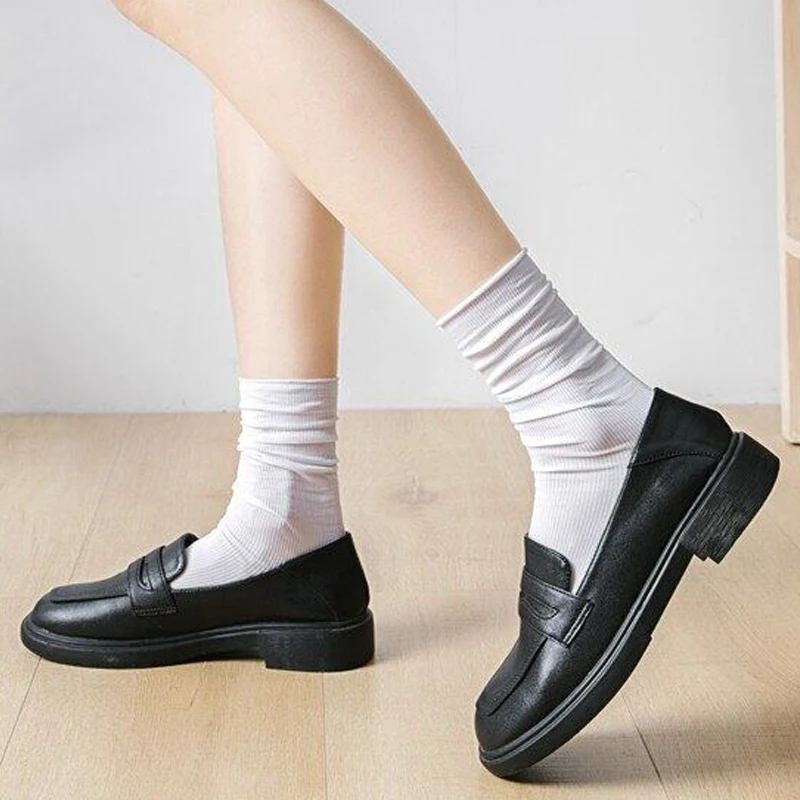 3Pairs/set Summer Loose Ice Thin Socks for Women Fashion Solid Color Soft Breathable Japanese College Style Nylon Calf Tube Sock