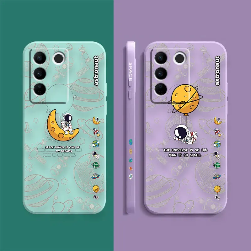 Case For VIVO S5 S6 S7 S9 S9E S10 S12 S15 S16 S16E V19 V20 V21 V23 V25 V27 PRO 5G Case Funda Shell Cartoon Minimalist Astronaut