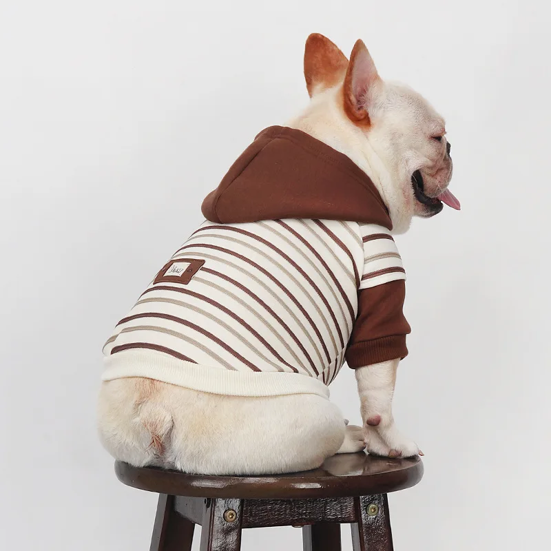 Осенняя Новая повседневная одежда для домашних животных в полоску пуловер с