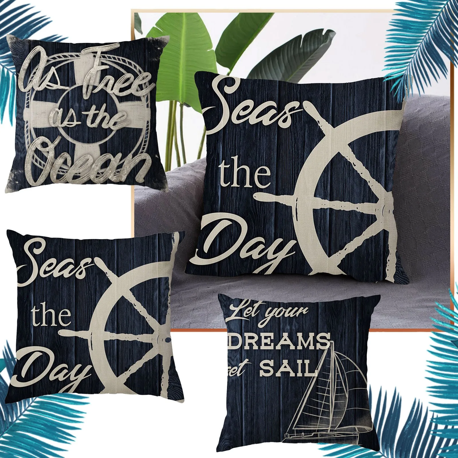 

15.7 Inch 4 Pieces Digitally Printed Pillowcase Linen Pillowcase Zipper Pillow 18 Pillowcases Set of 4