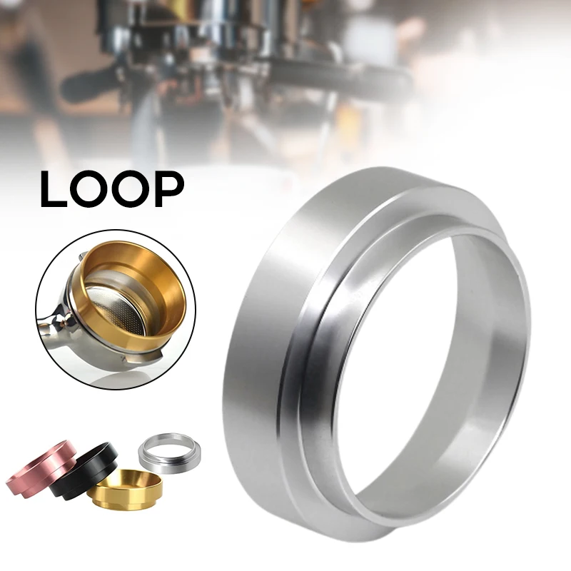 

Coffee Universal Dosing Ring Espresso Portafilter Dosing Funnel Ring Aluminum Coffee Maker Replacement Accessory 58MM TS1
