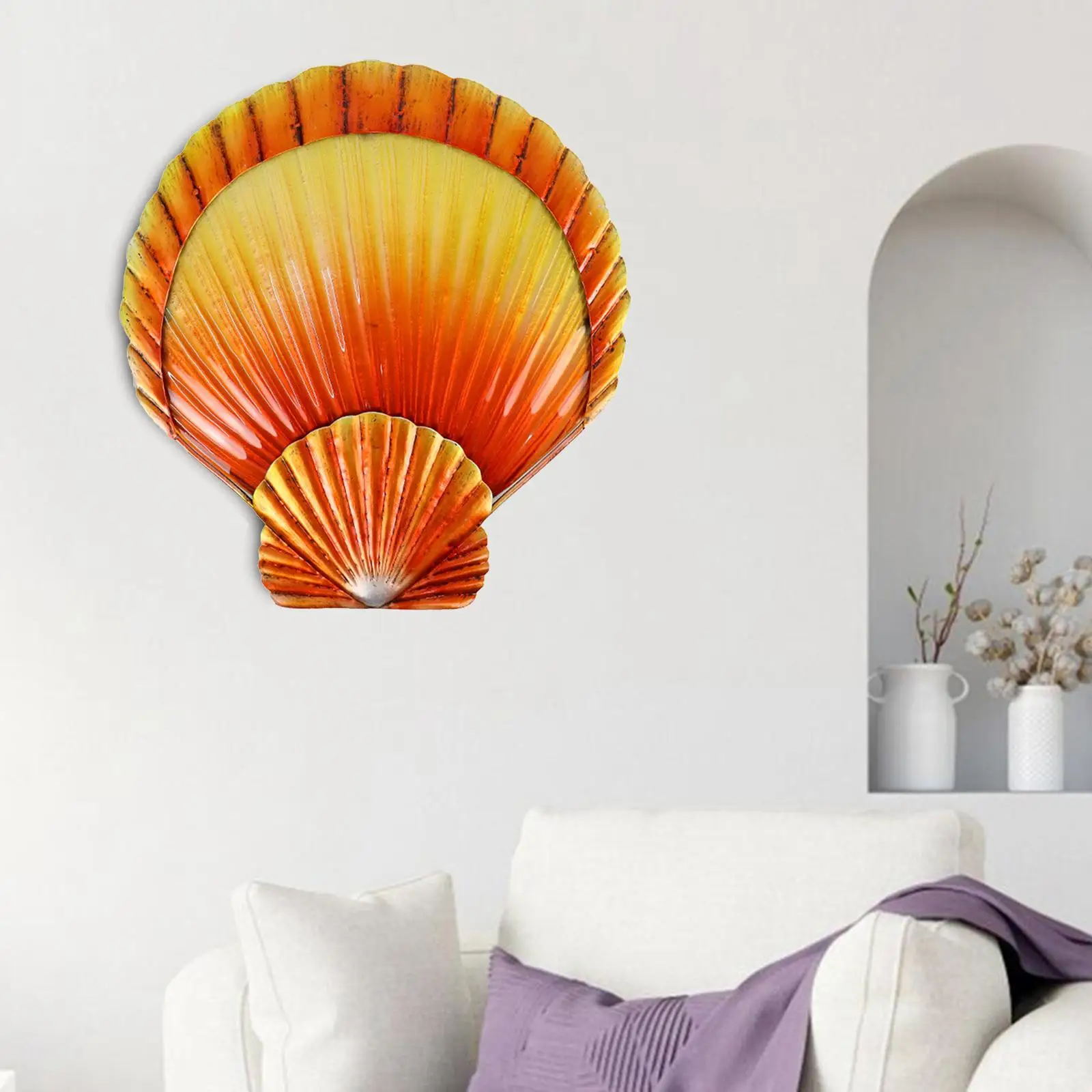 

Metal Shell Crafts Statue Scallop Decoration Outdoor Statues Accessories Ocean for Garden Wall Decor Patio Fence Beach Porch