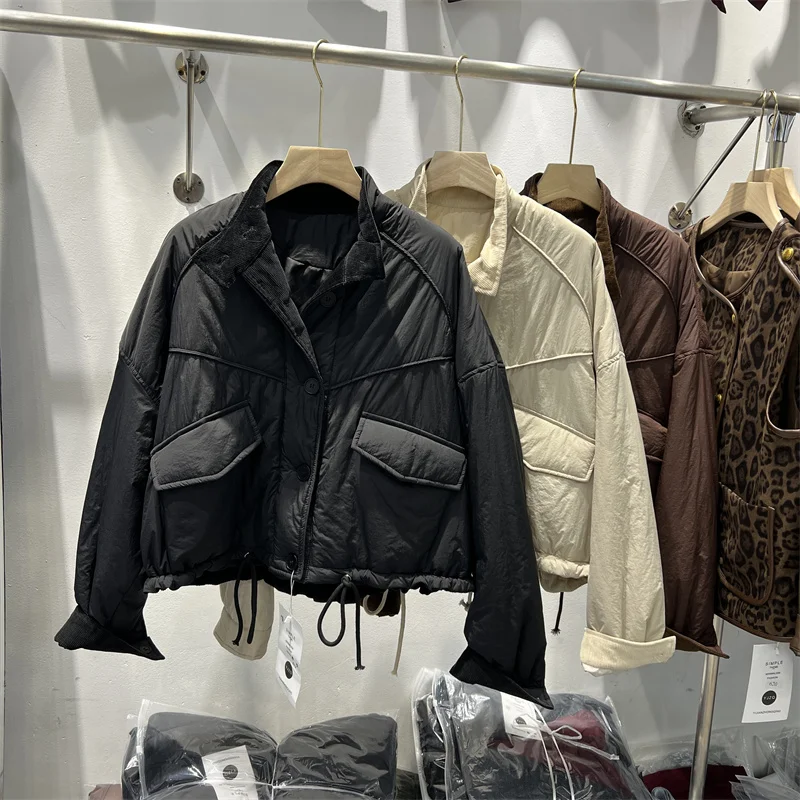 Корейская серия однобортное пальто с отложным воротником и хлопковой подкладкой