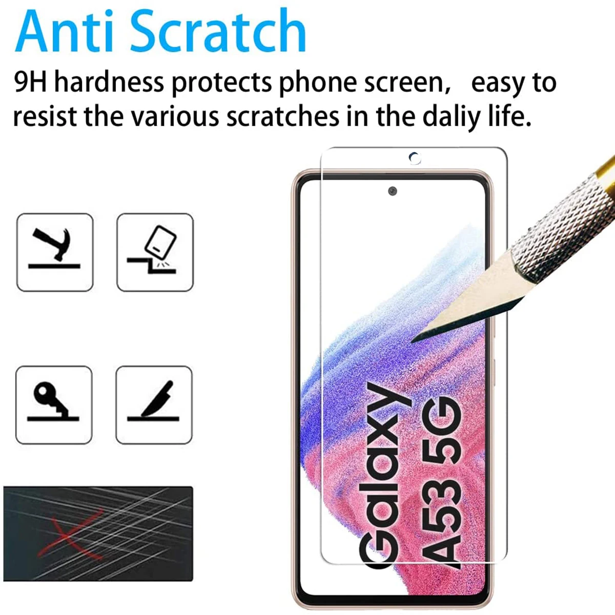 5Pcs Tempered Glass For Samsung Galaxy A53 A54 A14 A33 A34 A52S 5G Screen Protector For Samsung A52 A73 A24 A72 S21FE glass