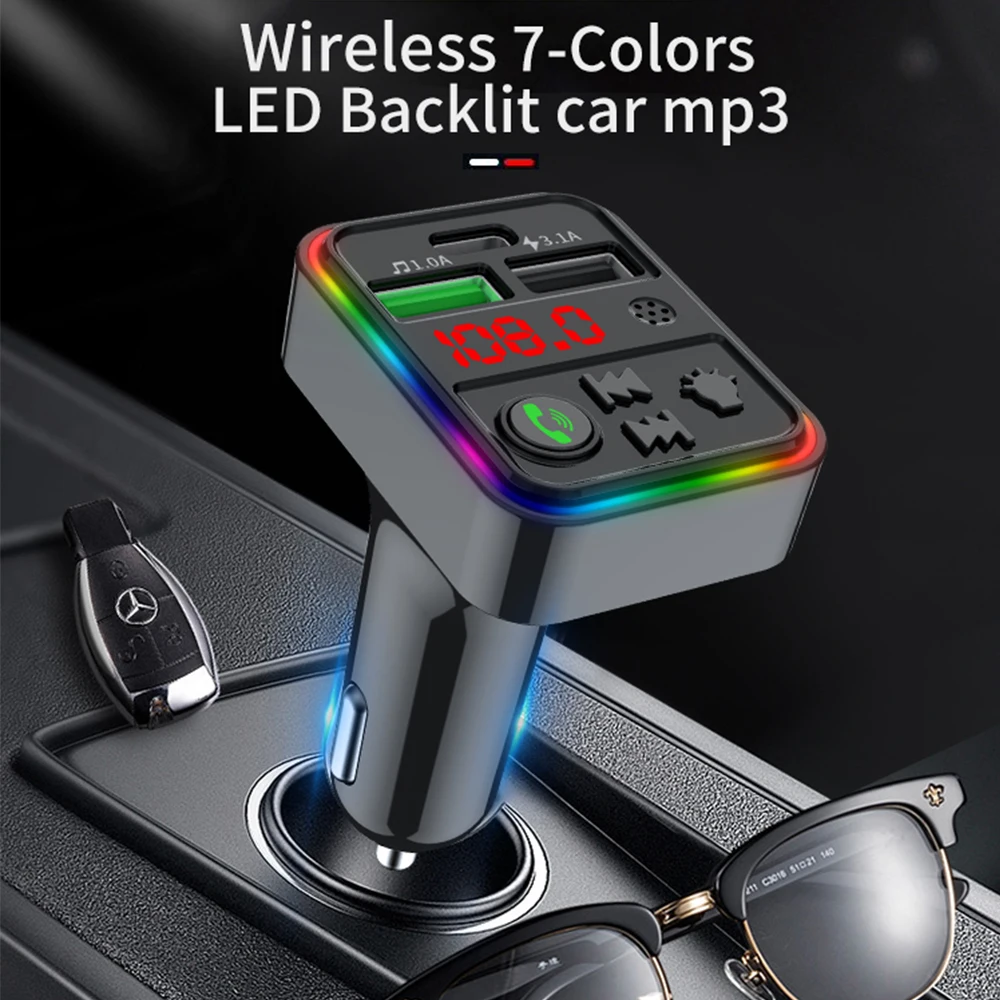 

Car Fast Charger MP3 Music Player Navigation Handsfree Audio Receiver TF/U Disk Wireless Bluetooth-compatible 5.0 FM Transmitter