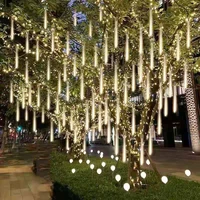 led meteor shower rain lights waterproof falling raindrop fairy string lights for christmas holiday party patio decor 3050cm