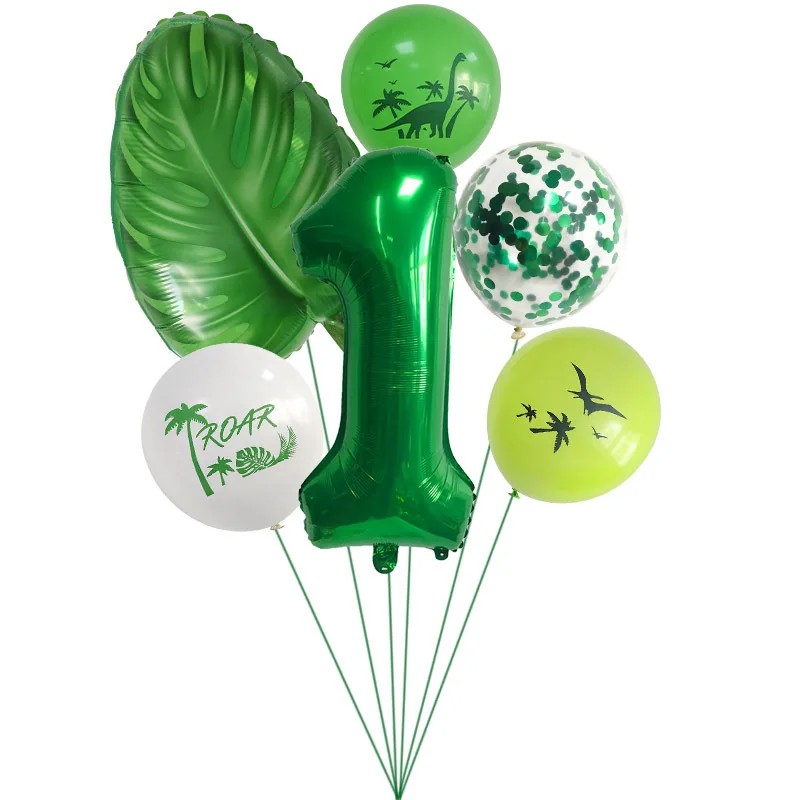 

Green Number Balloon Jungle Birthday Party Foil Balloons Palm Leaf Hawaii Safari Party Balloons Birthday Party Decorations