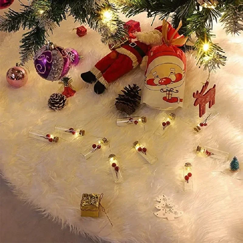 Xmas Decoration 2024 Christmas Tree Skirt Xmas Gift White Faux Fur Tree Skirt 78/90/120cm Christmas Decoration for Home New Year