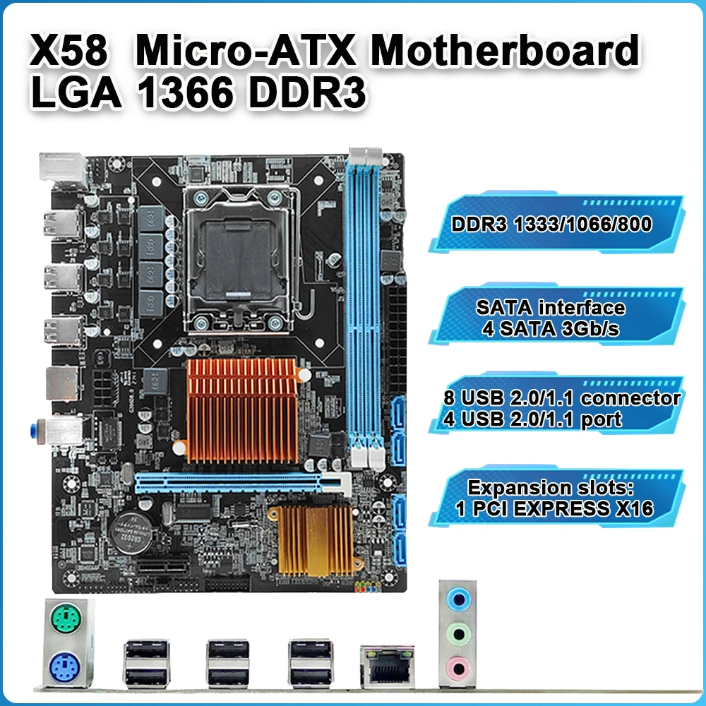 Материнская плата X58 LGA 1366 для настольных компьютеров, поддержка оперативной памяти DDR3 для материнской платы Xeon DDR3 1333 SATA PCI-E 16X, слот для графической карты