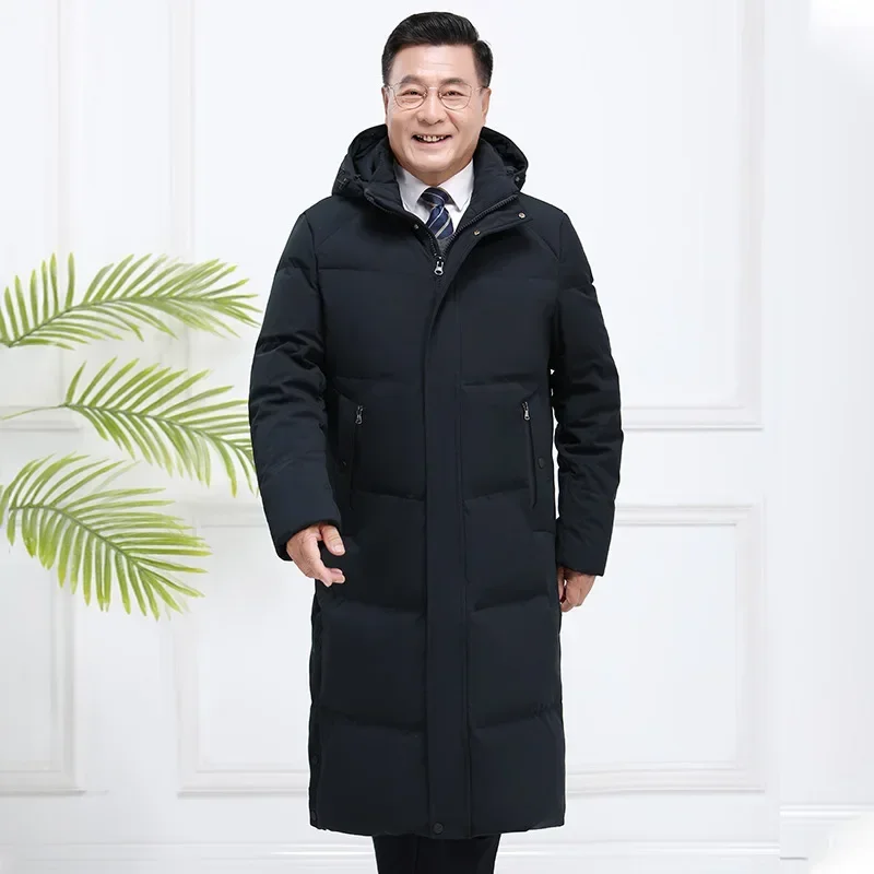 Пуховик мужской высокого качества зимняя мужская длина утолщенная теплая белая