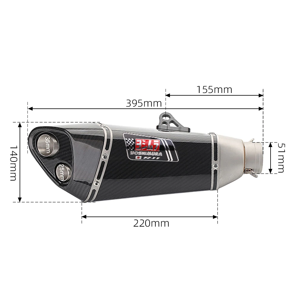 Универсальный мотоциклетный глушитель 51 мм Yoshimura R11 с двумя отверстиями, модифицированный глушитель из углеродного волокна для Cbr250rr, Crf150, Mt03, Mt15 (art.: 3920d7f8fb01f) - 3920d7f8fb01f