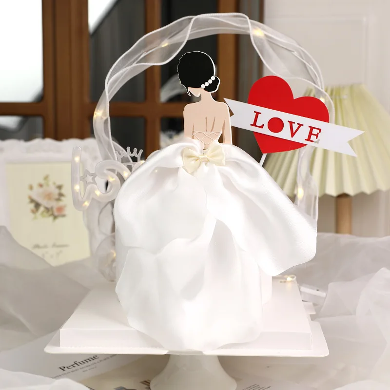 

2022 INS женское свадебное платье, свадебные бумажные топперы для кексов, черная Свадебная тематика, топпер для торта, свадебная фотография