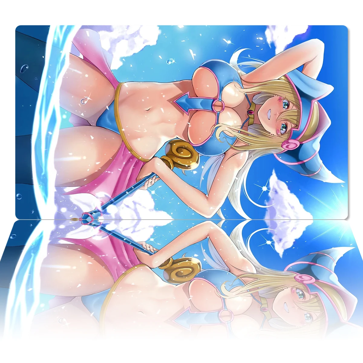 

YuGiOh Playmat Dark Magician Girl TCG CCG Board Game Trading Card Game Mat Anime Mouse Pad Rubber Desk Mat Zone Free Bag 60x35cm