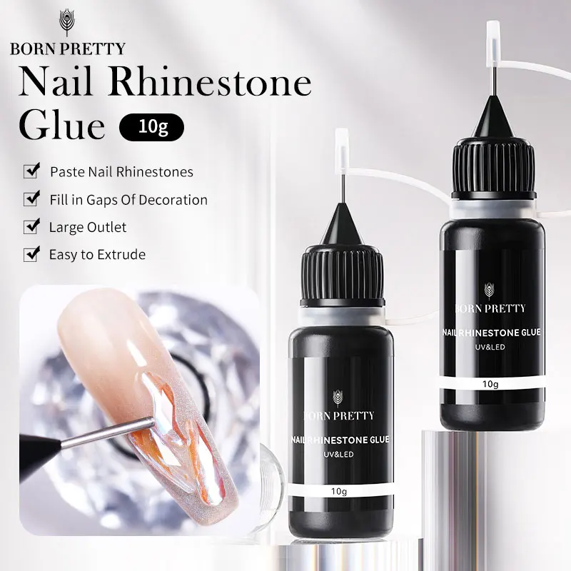 

BORN PRETTY 10g Nail Rhinestone Adhesive Glue For Stick The Drill Tranparent Nail Glue Soak Off UV LED Nail Art Gel Varnish