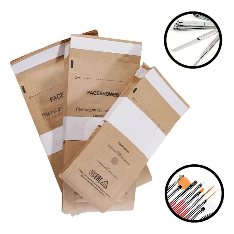 

10Pcs/30Pcs Nail Sterilizer Disposable Nail Disinfection Kraft Bag Manicure Pouch Nail Tools Cleaning Sterilization Accessories